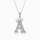 Crown 26 English Letters Full Moissanite Pendant Necklace Free choice - Ceerom