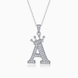 Crown 26 English Letters Full Moissanite Pendant Necklace Free choice - Ceerom