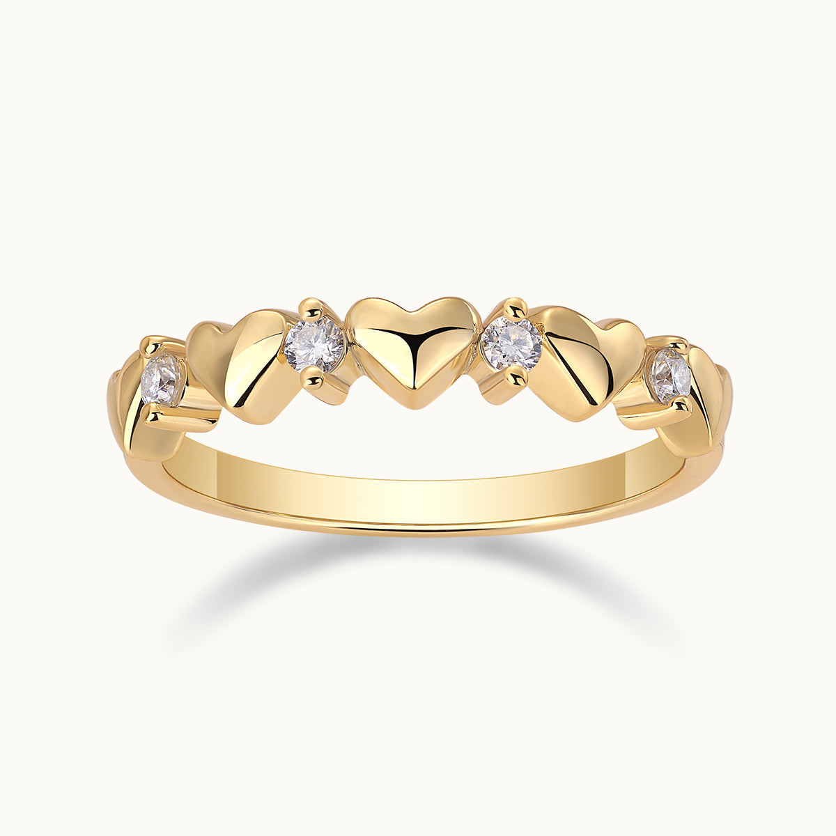 Heart Shaped Silver Band Ring - Ceerom