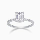 Pave Emerald Cut Moissanite Engagement Ring - Ceerom