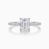 Pave Emerald Cut Moissanite Engagement Ring - Ceerom