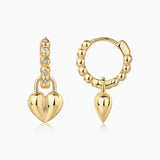 Moissanite 2-in-1 Beaded Hoops Removable Heart Earrings - Ceerom