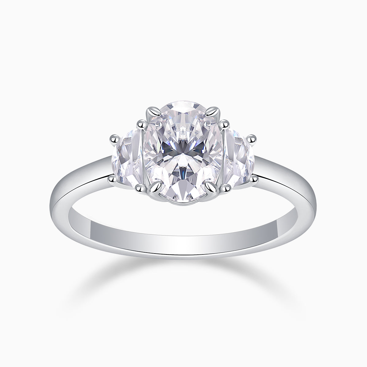 Three Stone Oval Cut Engagement Ring - Ceerom