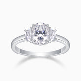Three Stone Oval Moissanite Engagement Ring