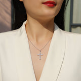 Round Moissanite Cross Pendant Necklace - Ceerom