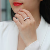 Round Cut Moissanite Pave Wedding Band Ring - Ceerom