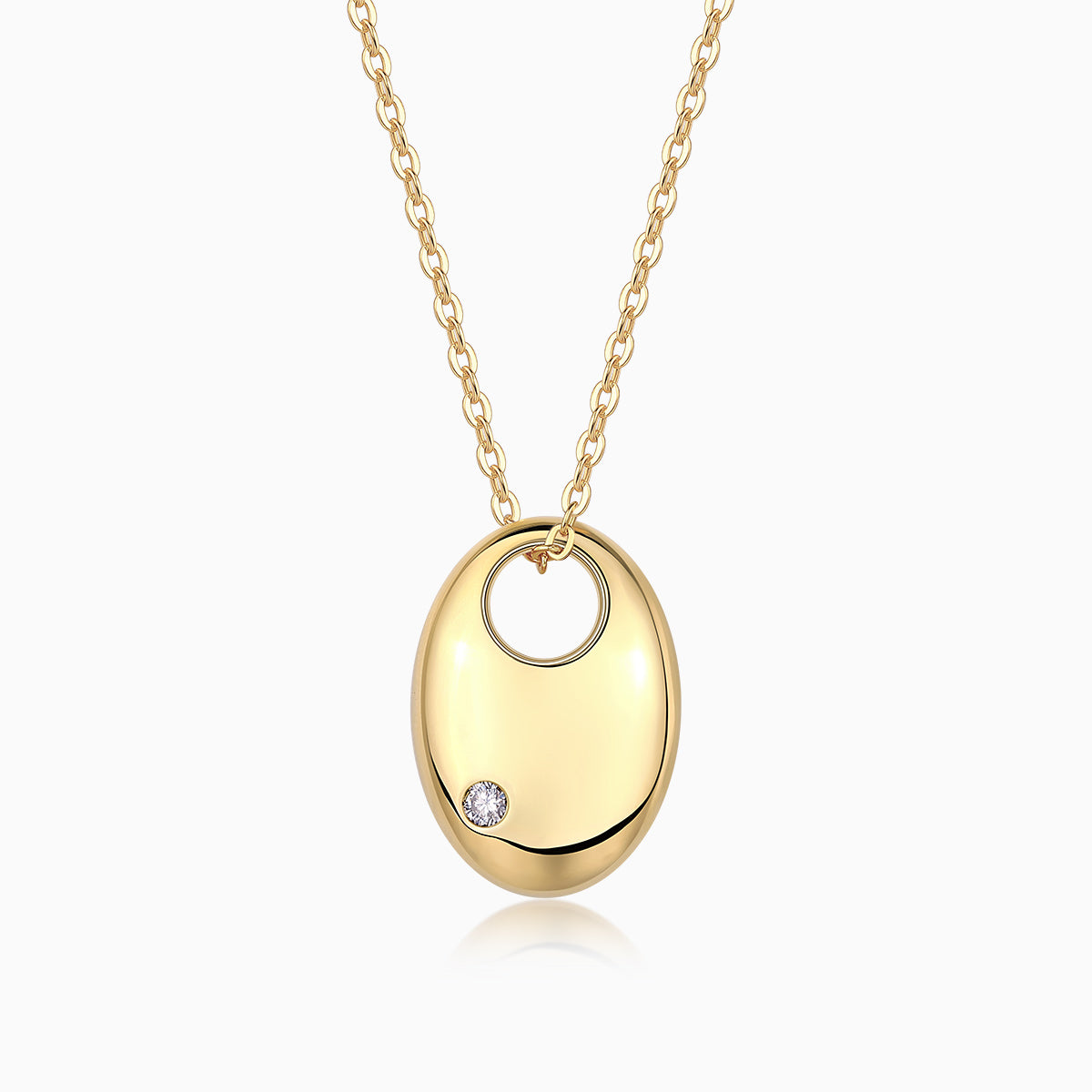 Moissanite Pendant Necklace - Yellow Gold Plated - Ceerom