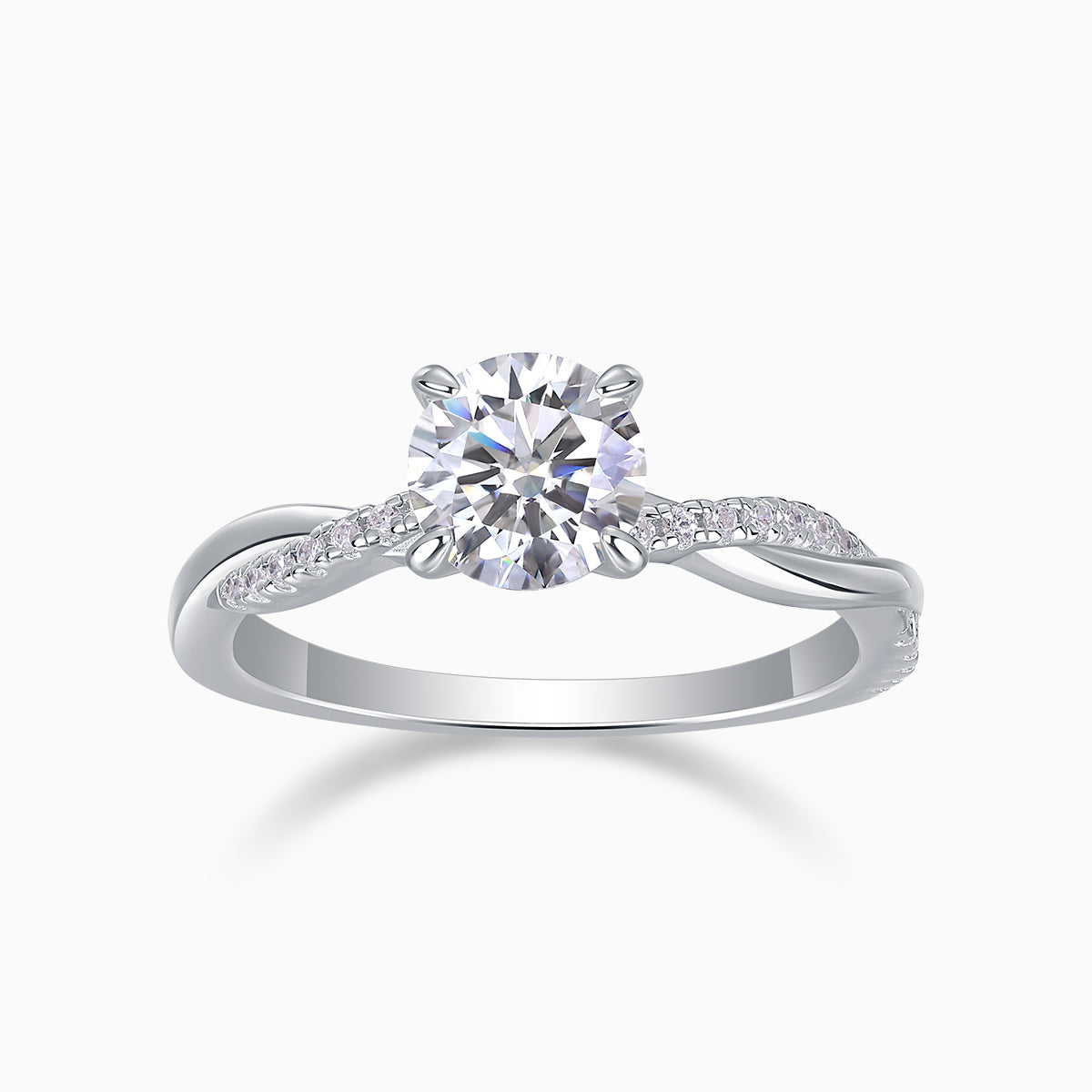 Round Cut Moissanite Pave Wedding Ring - Ceerom