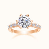 Pave Six Claw Round Moissanite Ring - Rose Gold - Ceerom