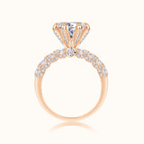 Pave Six Claw Round Moissanite Ring - Rose Gold - Ceerom