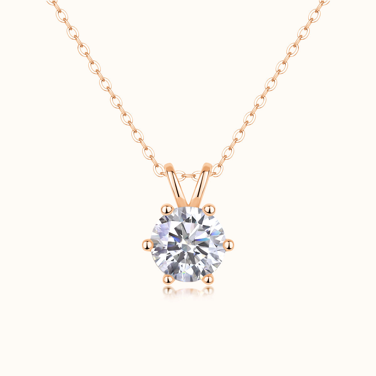 Round Cut Solitaire Pendant Necklace - Ceerom
