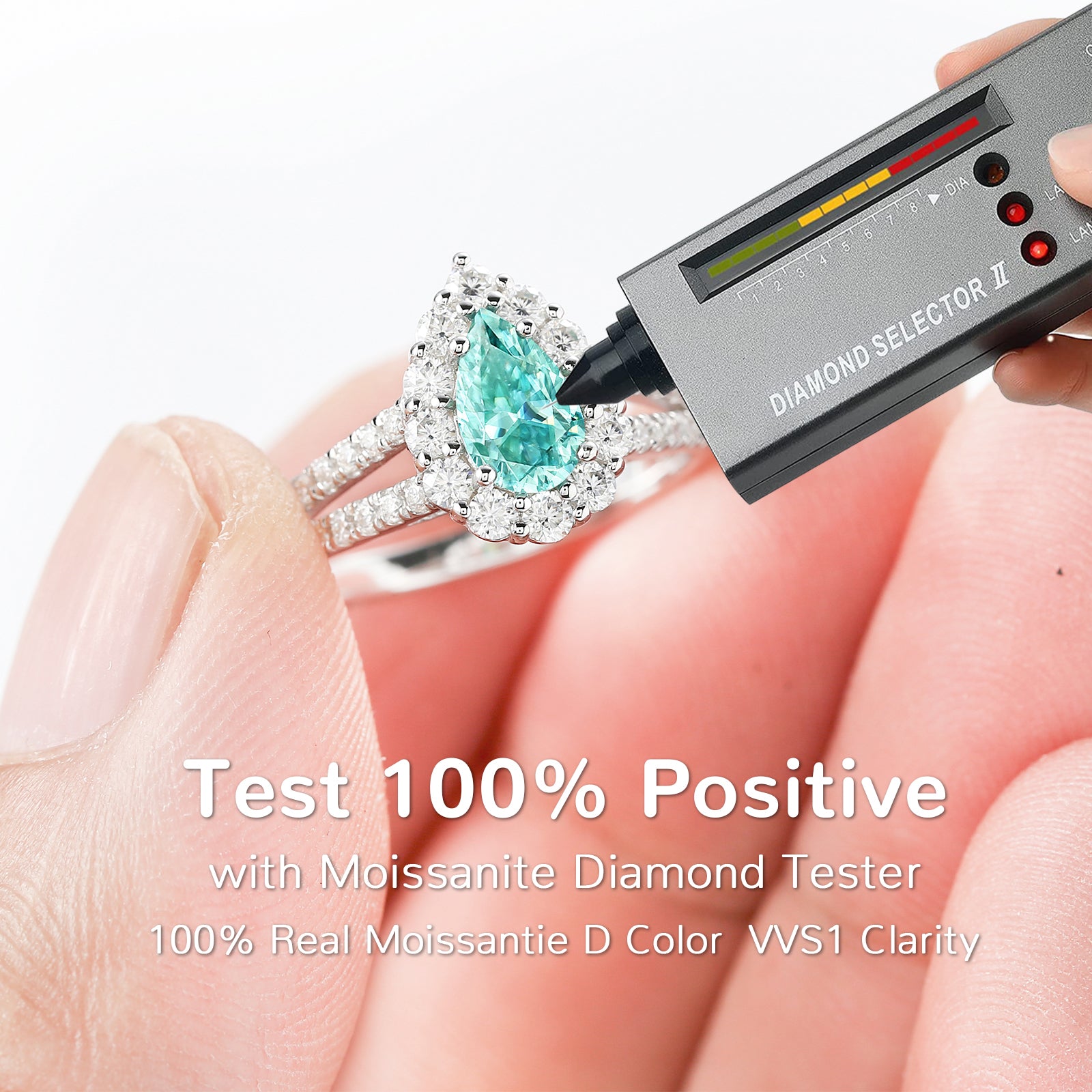 Pear Cut Moissanite Split Shank Halo Engagement Ring - Ceerom