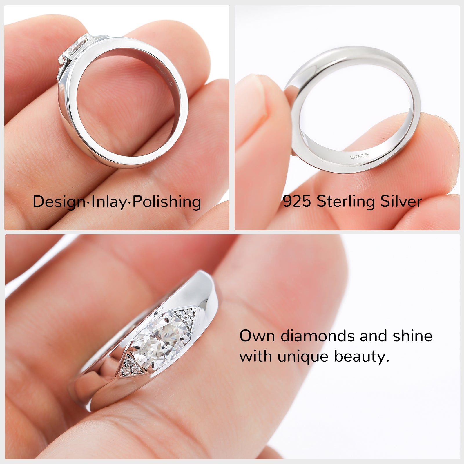 Oval Cut Men's Moissanite Wedding Band Ring - Ceerom