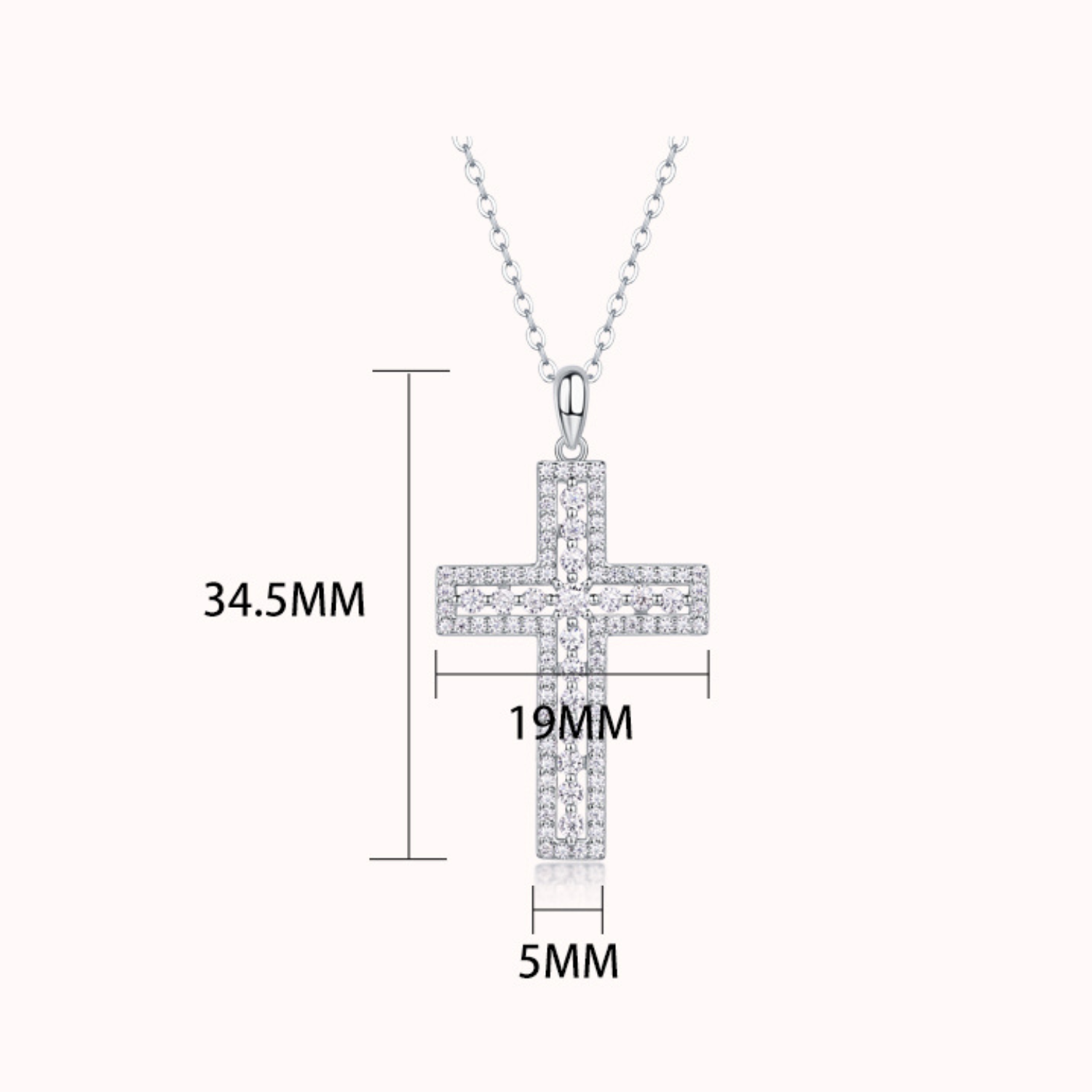 Round Moissanite Cross Pendant Necklace - Ceerom