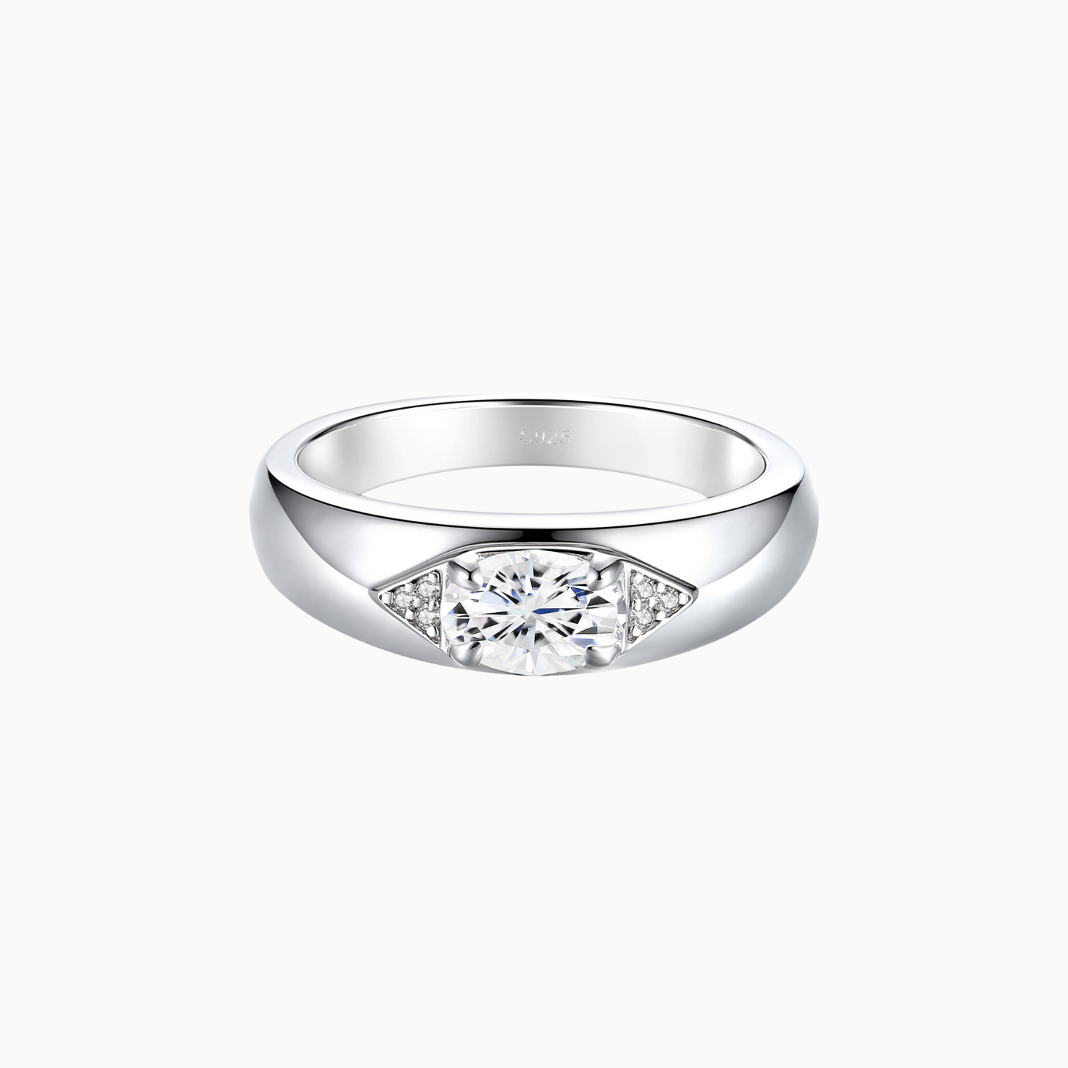 Oval Cut Men's Moissanite Wedding Band Ring - Ceerom
