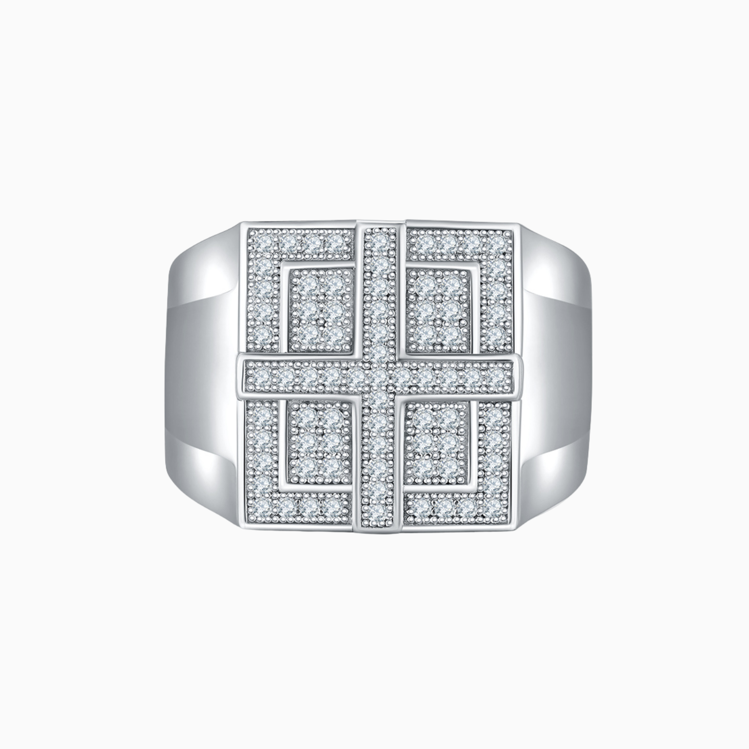 Men's Moissanite Cross Band Ring - Ceerom