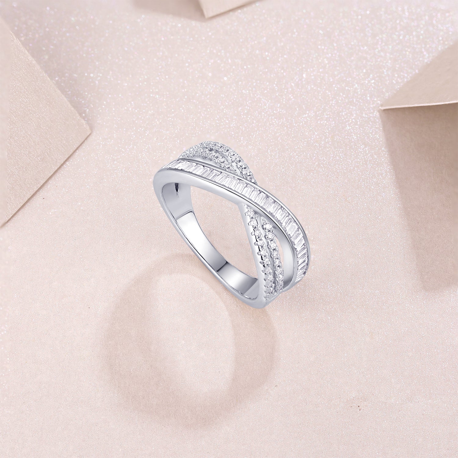 Moissanile Cross Band Weeding Ring - Ceerom