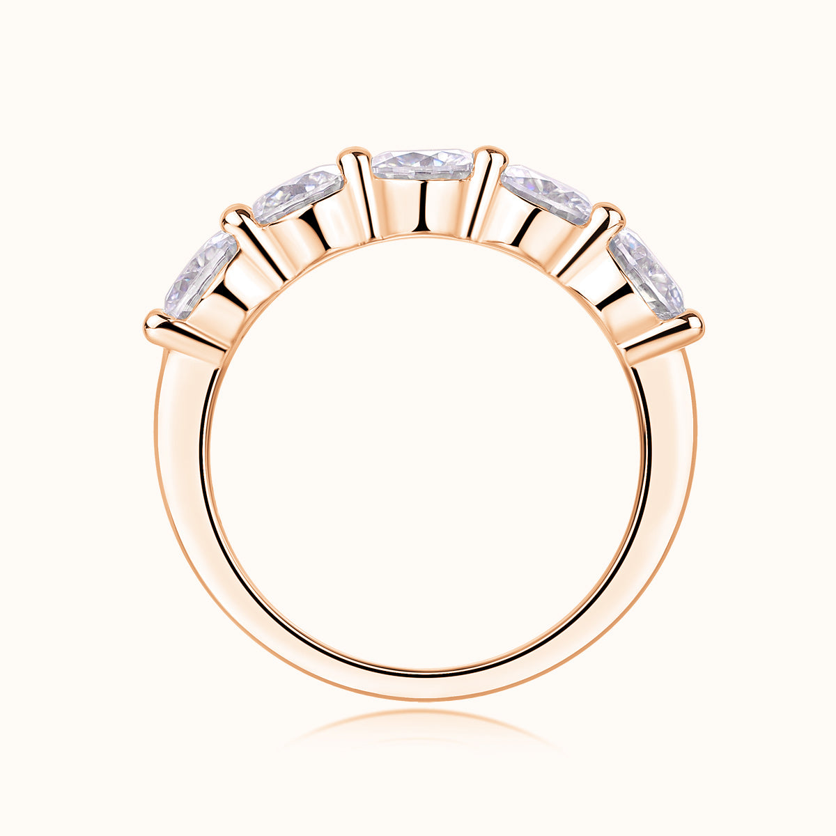 5 Stone Moissanite Wedding Band Ring - Ceerom