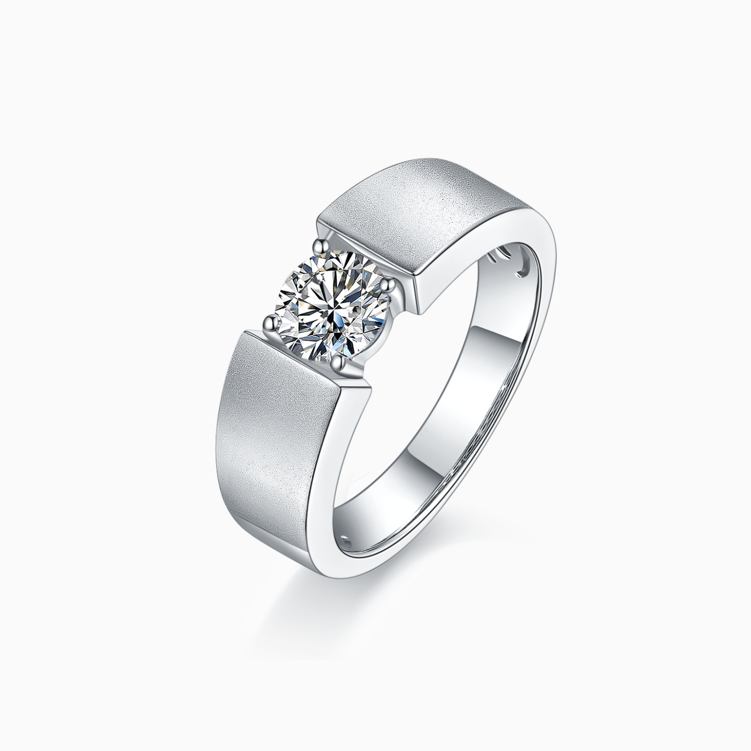 Men's Round Cut Moissanite Wedding Band Ring - Ceerom