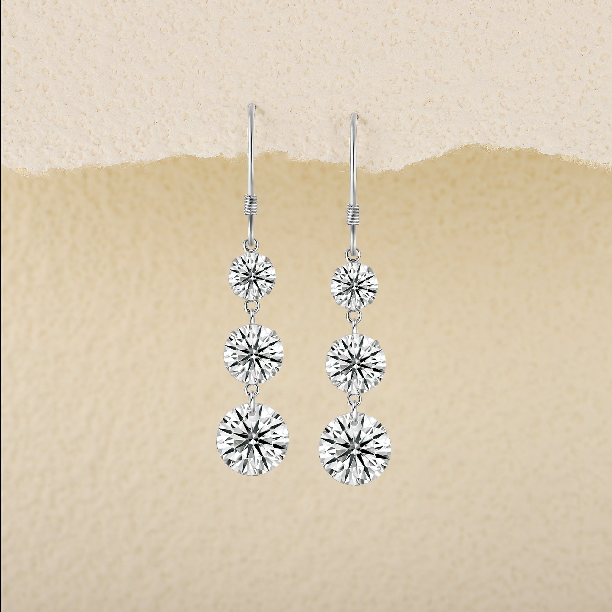 6Pcs Round Moissanite Drops Earrings - Ceerom