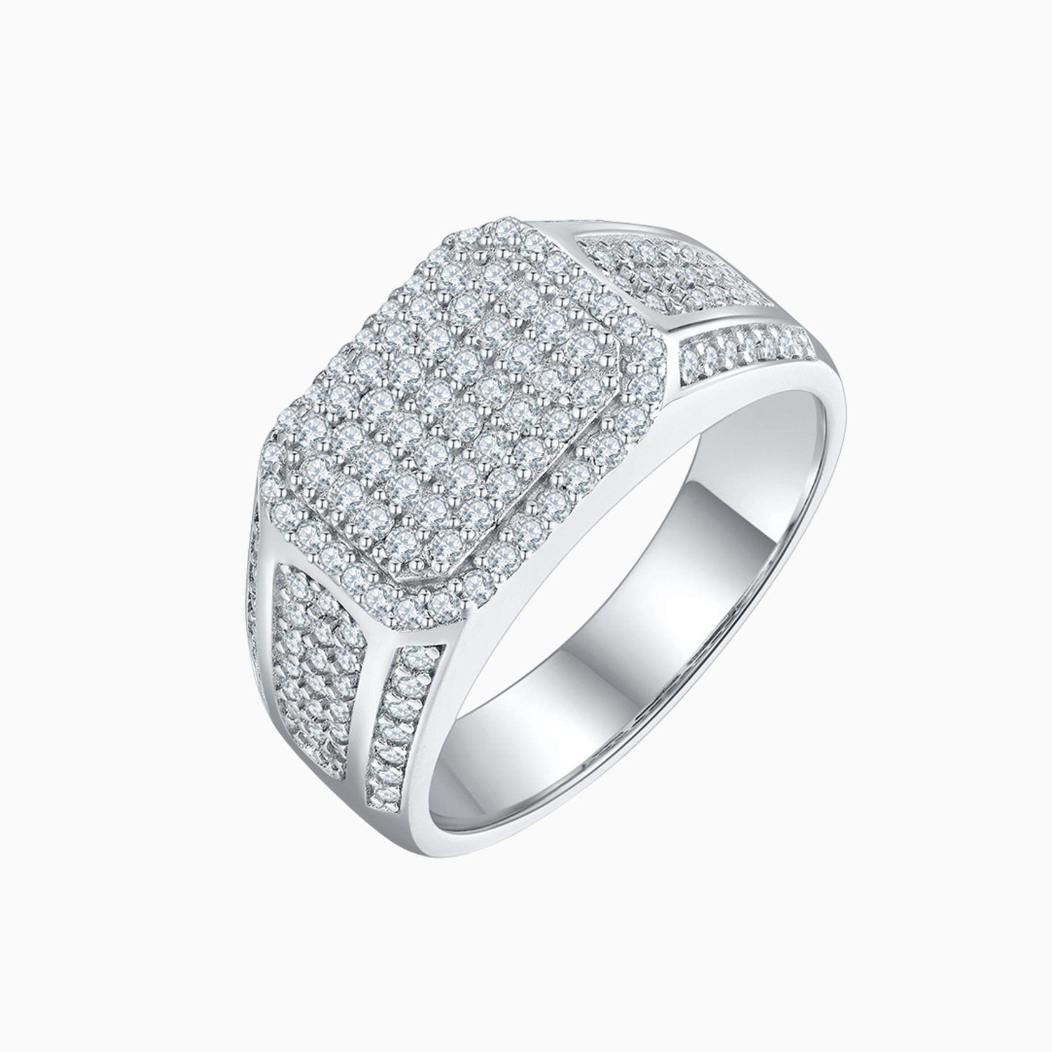 Men's Iced Out Moissanite Wide Band Ring - Ceerom