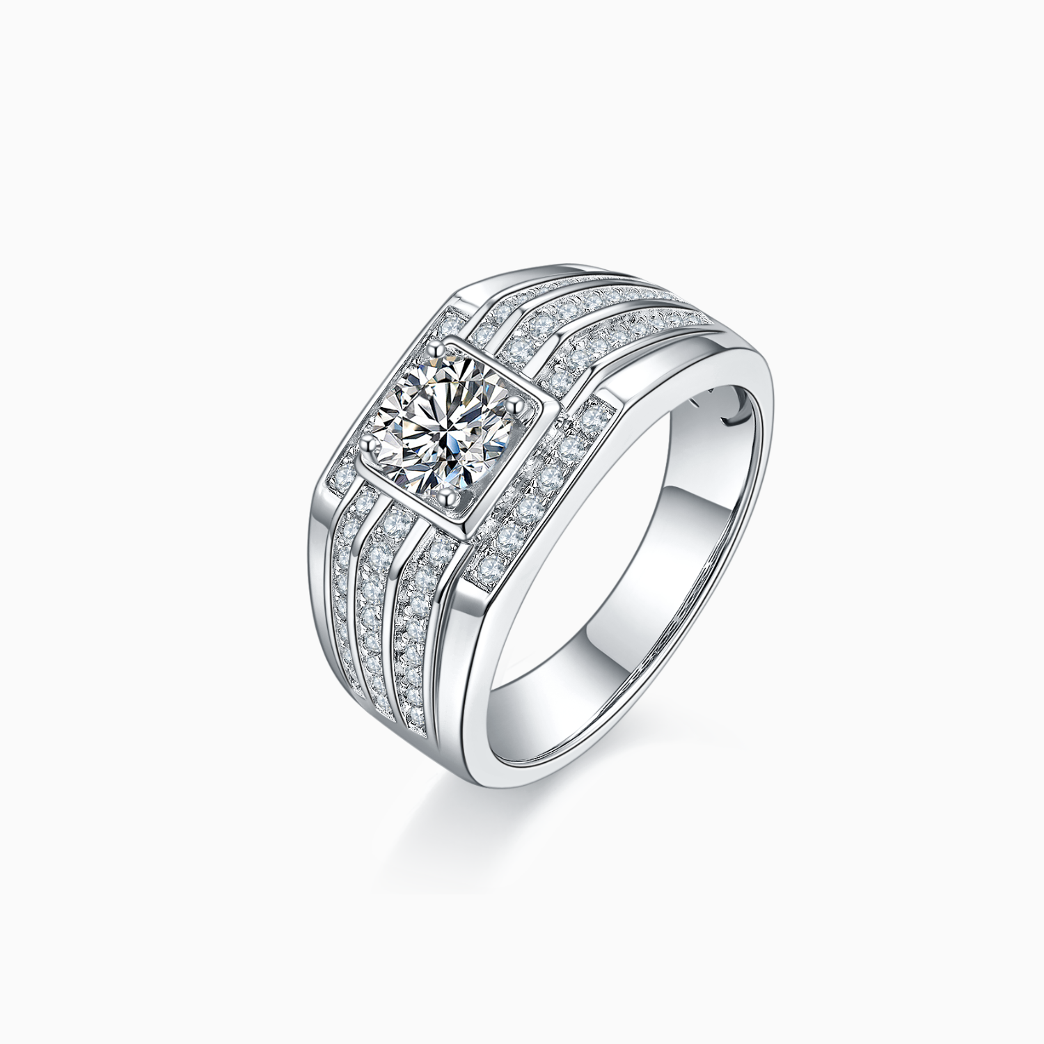 Men's Round Moissanite Halo Engagement Ring - Ceerom