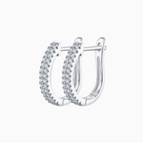 Double Row Half Hoop Moissanite Earrings