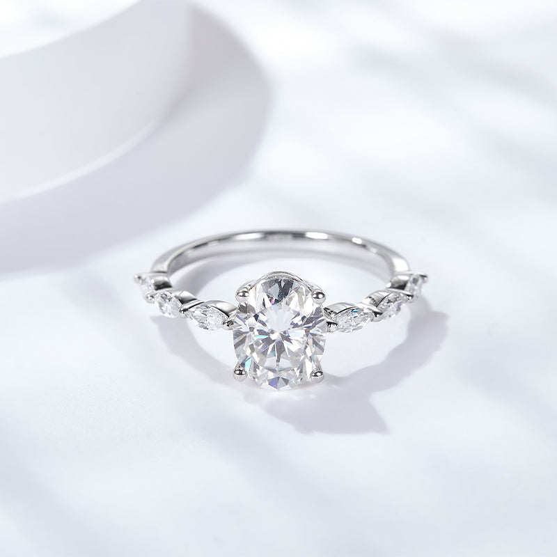 2ct Oval Moissanite Pave Ring - Ceerom