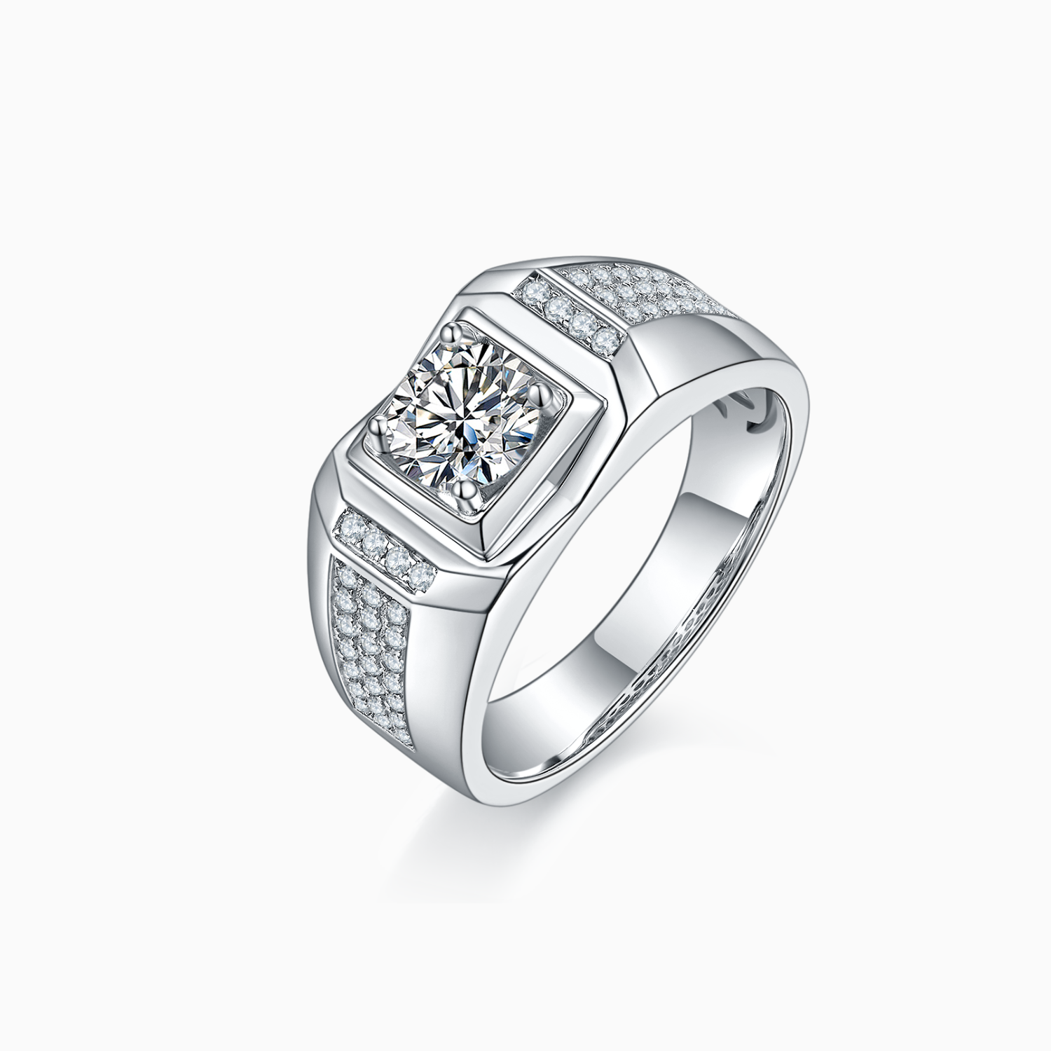 Men's Round Moissanite Engagement Ring - Ceerom