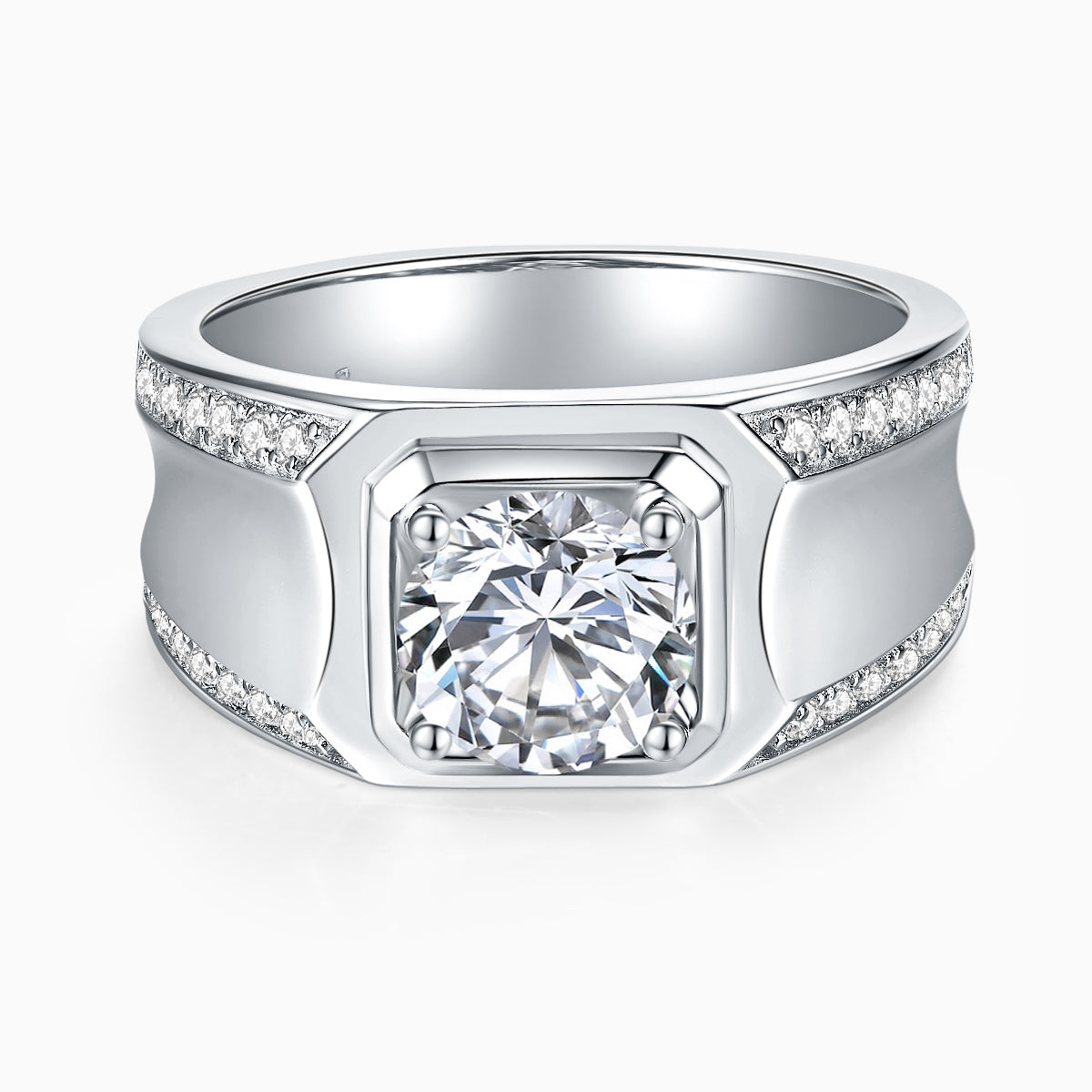 Round Cut Moissanite Men's Ring - Ceerom