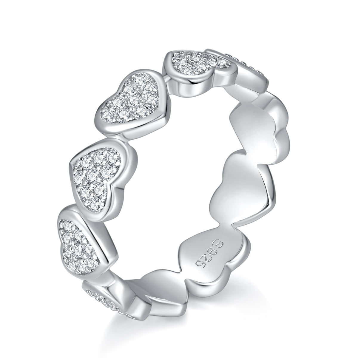 Heart Colorless Moissanite Weeding Band Ring - Ceerom