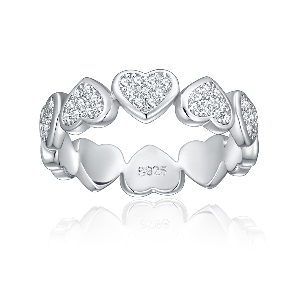 Heart Colorless Moissanite Weeding Band Ring - Ceerom