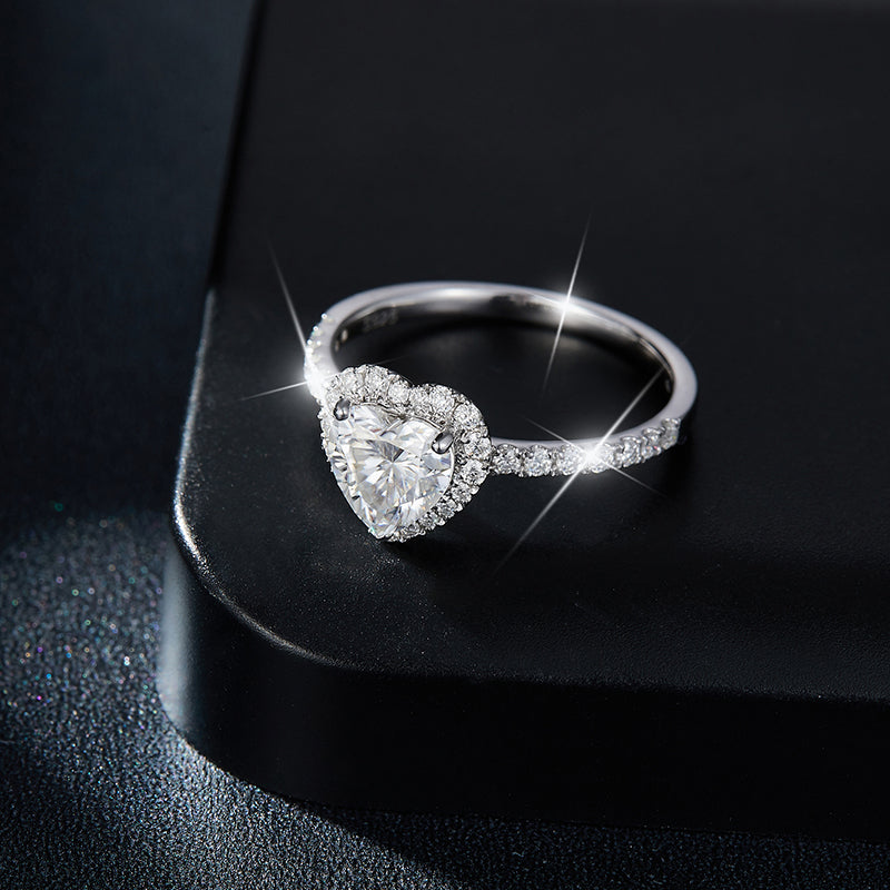 Heart Cut Engagement Moissanite Halo Ring - Ceerom