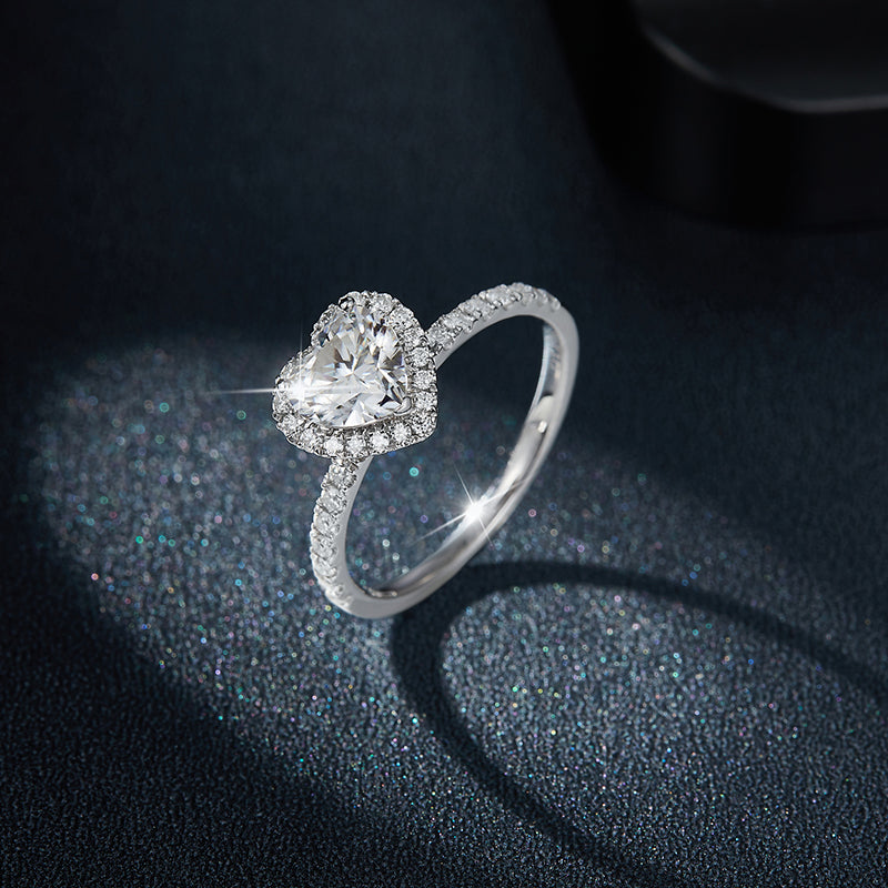 Heart Cut Engagement Moissanite Halo Ring - Ceerom