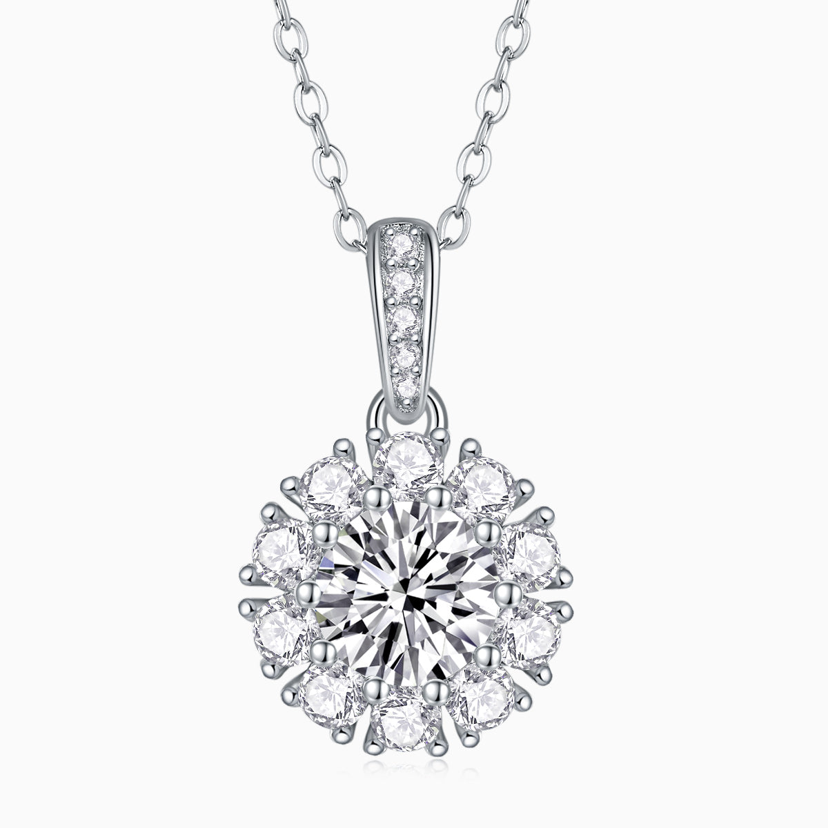 Round Cut Solitaire Pendant Necklace - Ceerom