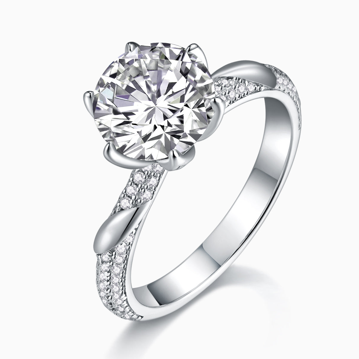 Halo Round Cut Moissanite Engagement Ring - Ceerom