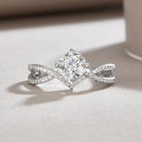 Twist Round Moissanite Engagement Ring