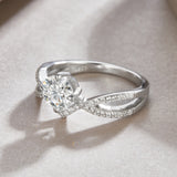Twist Round Moissanite Engagement Ring