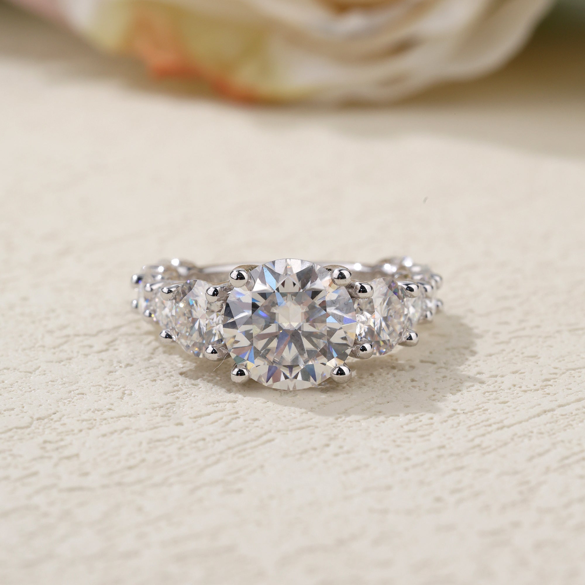 Luxury Round 6 Carat Moissanite Ring - Ceerom