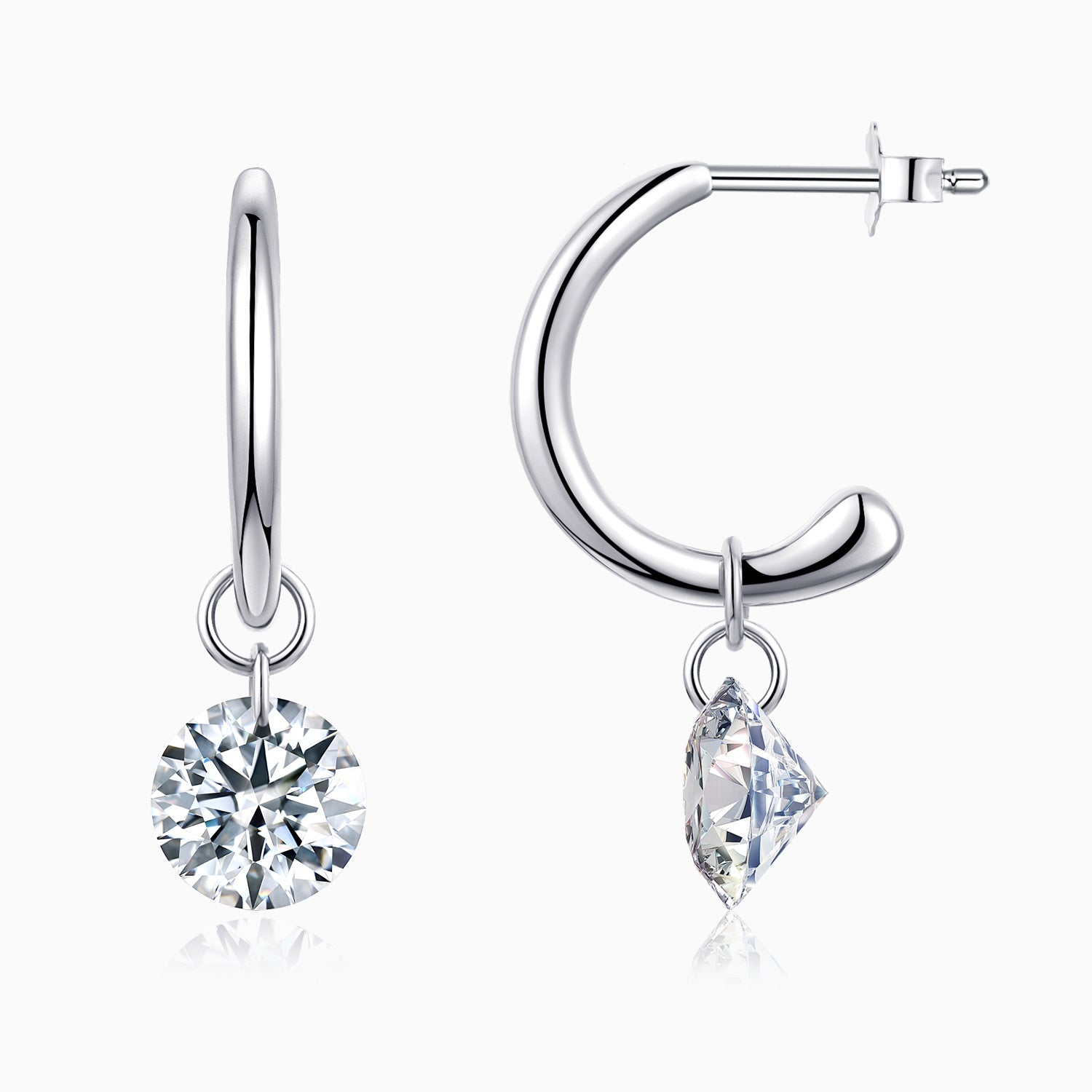 Moissanite Round Cut Hoop Clip Earrings - Ceerom