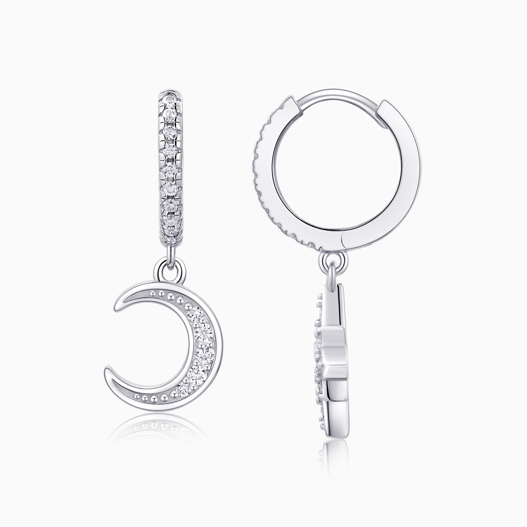 Sun & Moon Moissanite Hoop Earrings - Ceerom