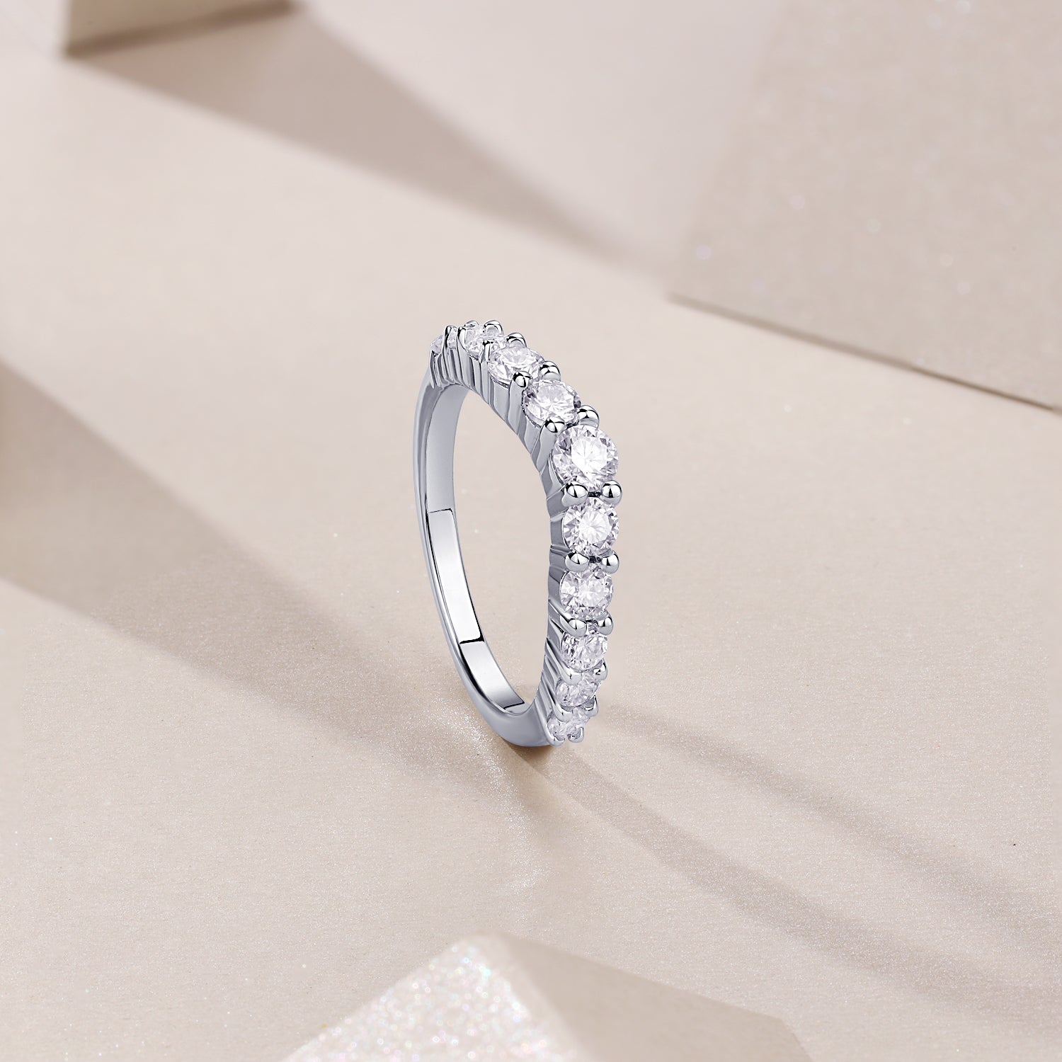 Moissanite Curved Pave Engagement Band Ring - Ceerom