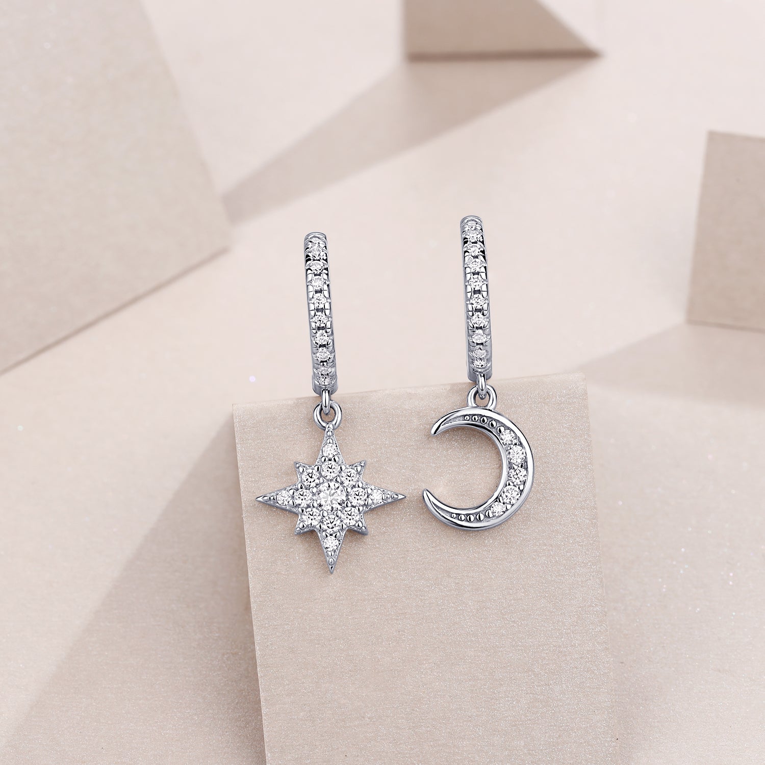 Sun & Moon Moissanite Hoop Earrings - Ceerom