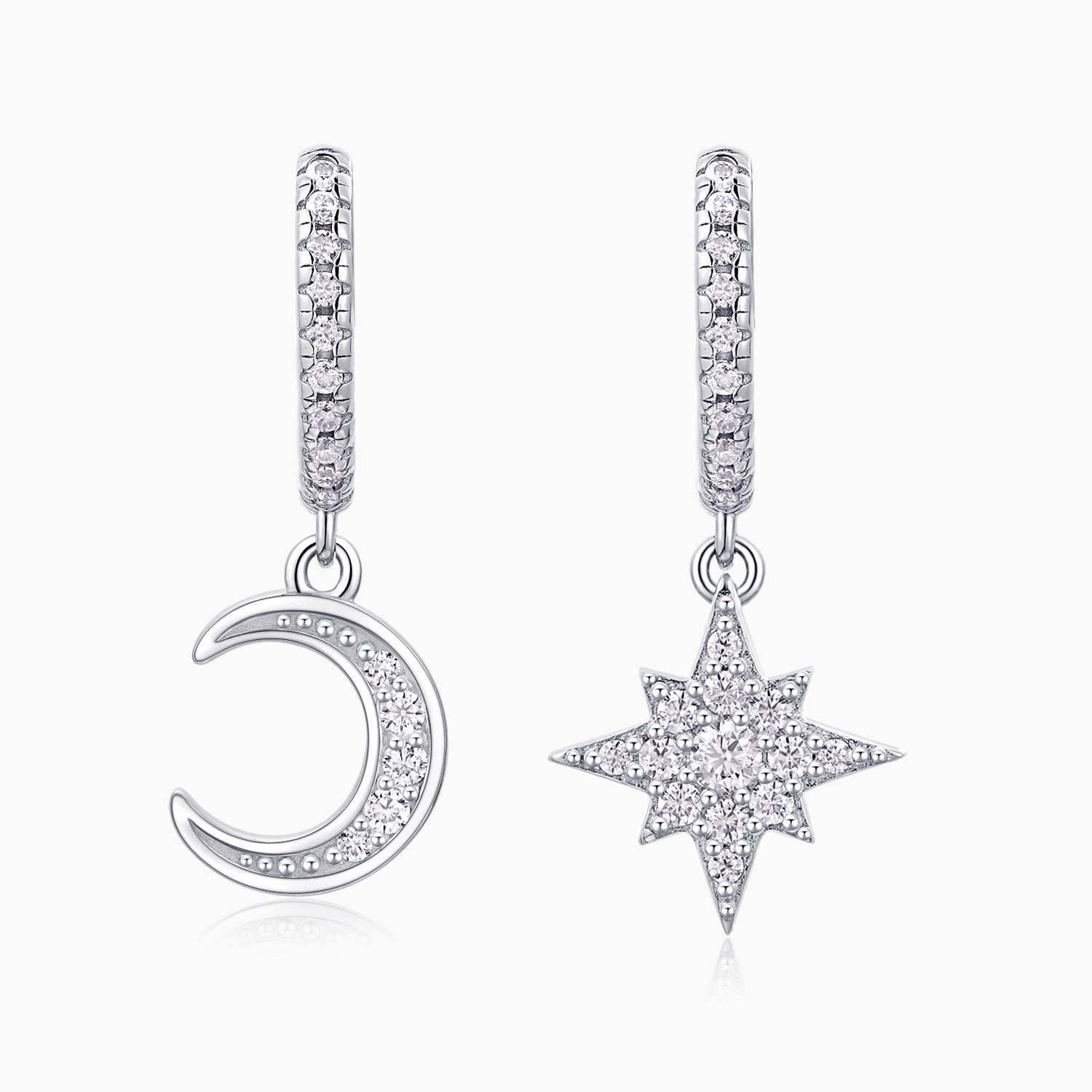 Sun & Moon Moissanite Hoop Earrings - Ceerom