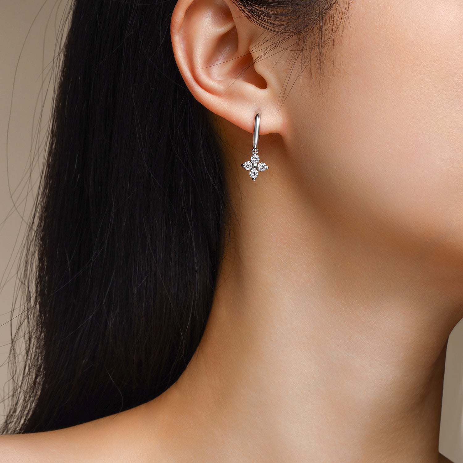 Drop Hoop Moissanite Wedding Earring - Ceerom