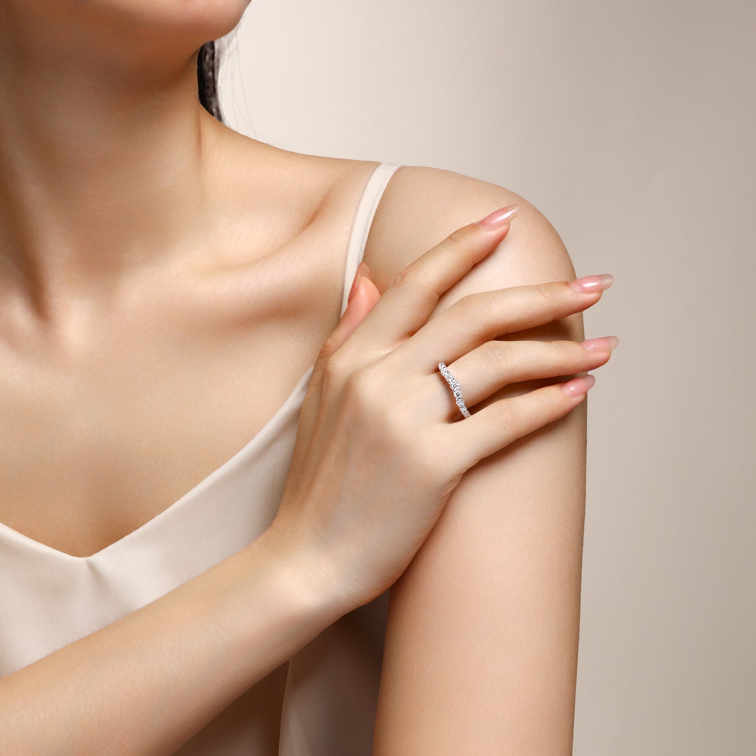 Moissanite Curved Pave Engagement Band Ring - Ceerom