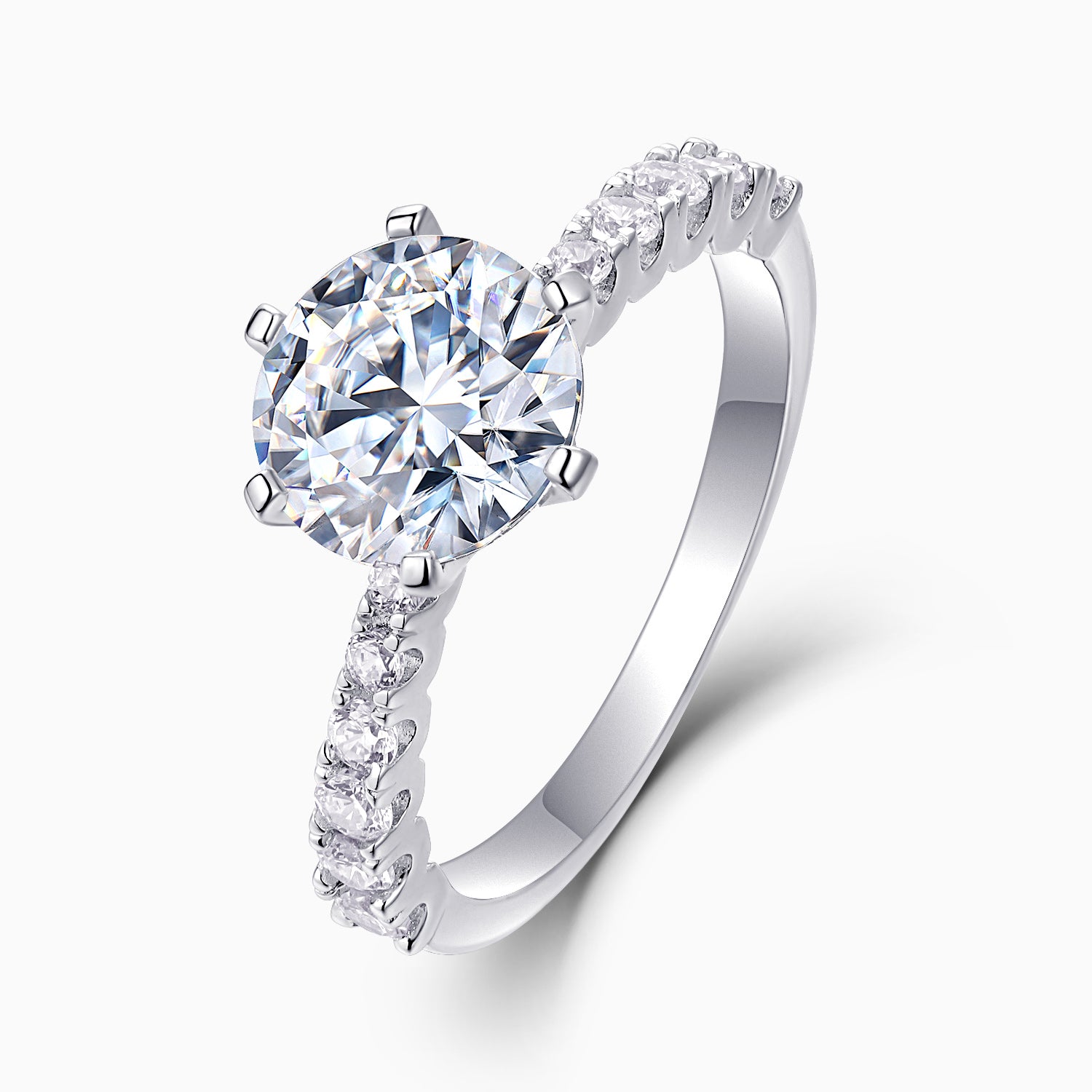 Classic Round Moissanite Pave Wedding Ring - Ceerom