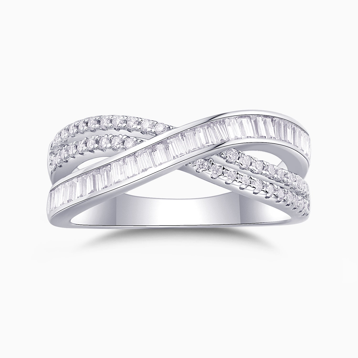 Moissanile Cross Band Weeding Ring - Ceerom