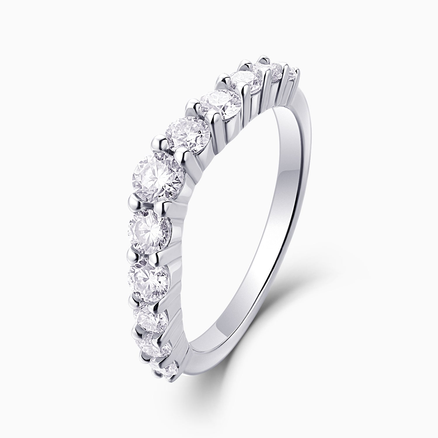 Moissanite Curved Pave Engagement Band Ring - Ceerom