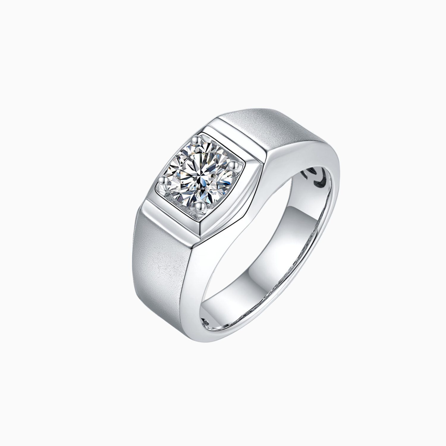 Round Moissanite Solitaire Men's Ring - Ceerom